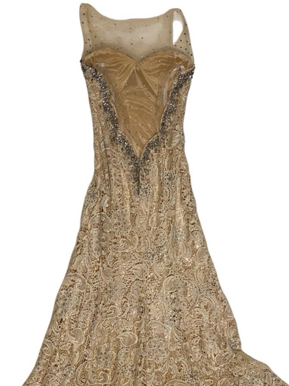 Panoply Elegant Cream Lace Gown size 4 - Picture 9 of 15